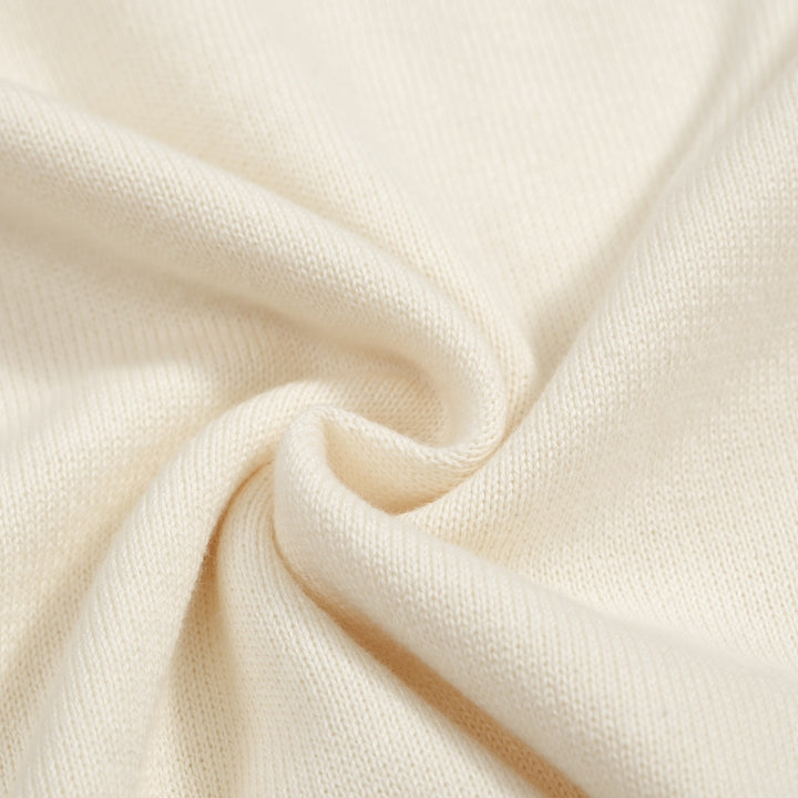 Pull en tricot brodé pour hommes des années 70 – Pull rétro crème avec détail de col floral