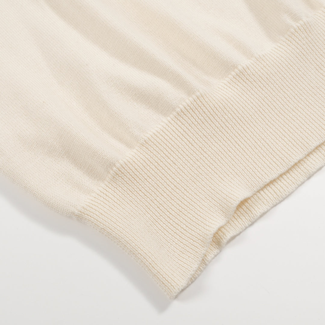 Polo de punto de crema moda de 60 años para hombres - moldura de punta negra