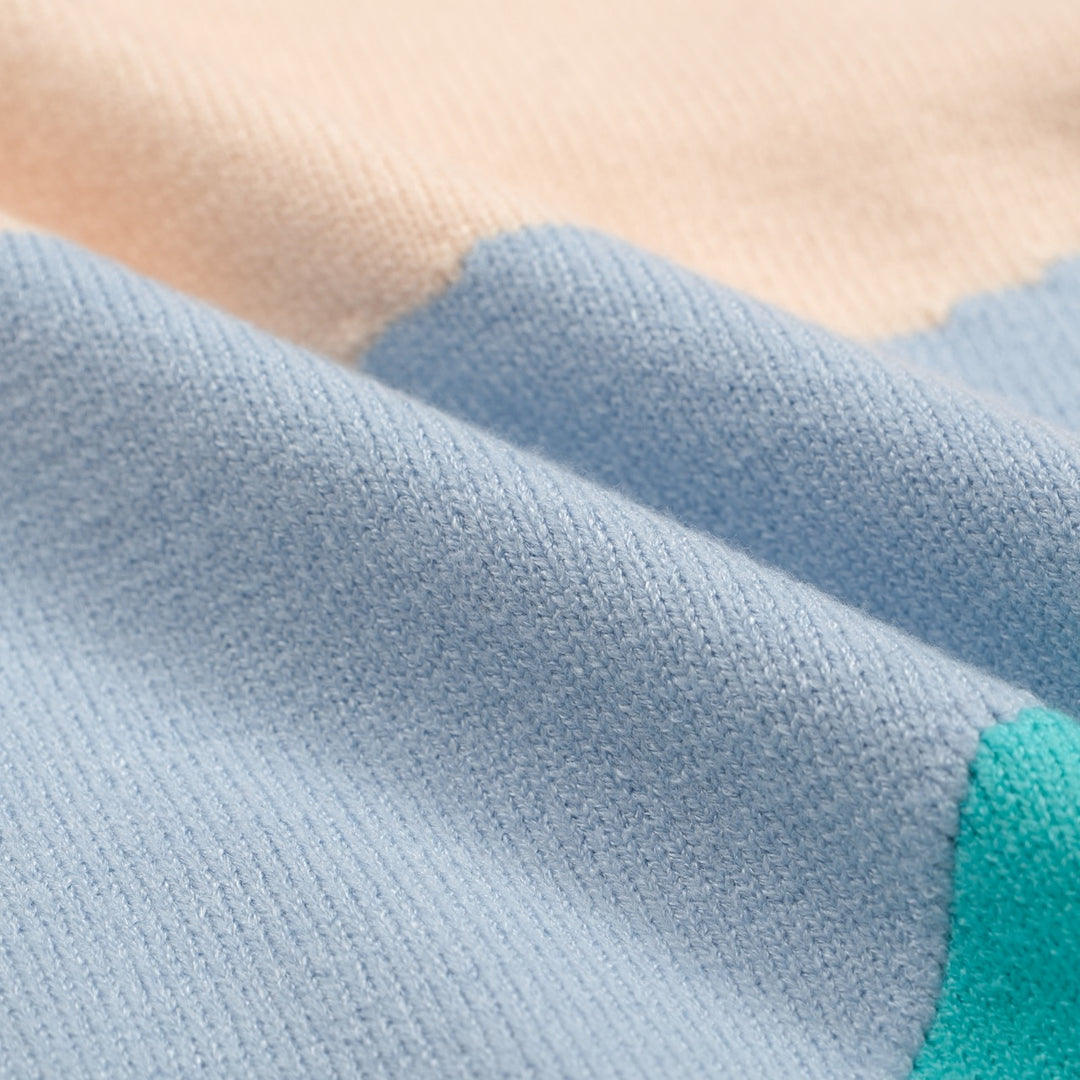 Chemise en tricot pastel pour hommes des années 70 – boutonnée à blocs de couleurs abstraits