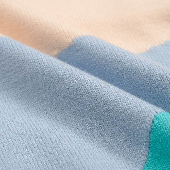 Chemise en tricot pastel pour hommes des années 70 – boutonnée à blocs de couleurs abstraits