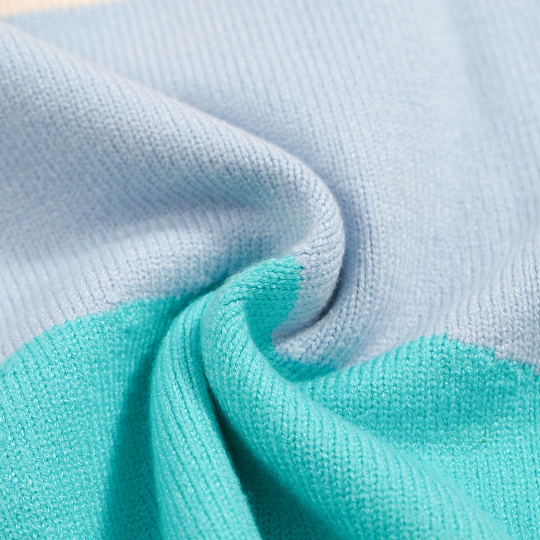 Chemise en tricot pastel pour hommes des années 70 – boutonnée à blocs de couleurs abstraits
