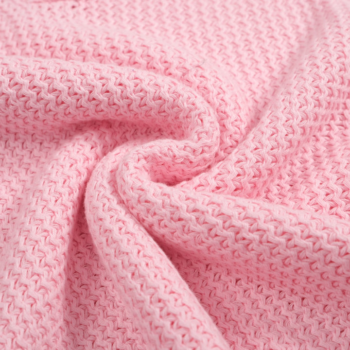 Heren 60s Mod Pink Waffle Knit Polo - Lichtgewicht retro shirt met V-hals