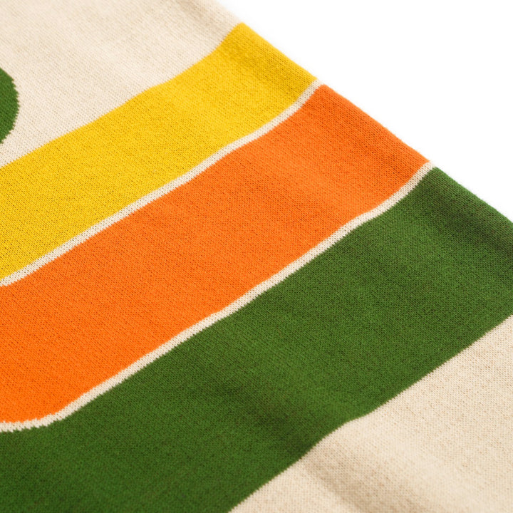 Retro strik polo til mænd – Vintage cremeknapper med 70'er geometrisk grafik