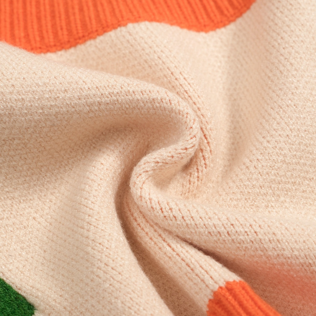 Colete feminino de malha artística multicolorida