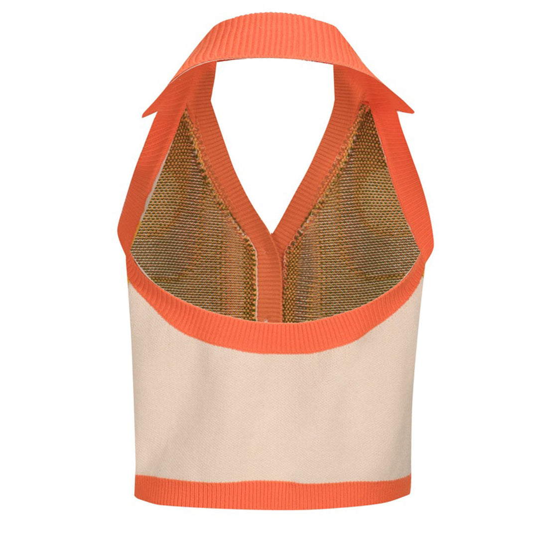 Colete feminino de malha artística multicolorida