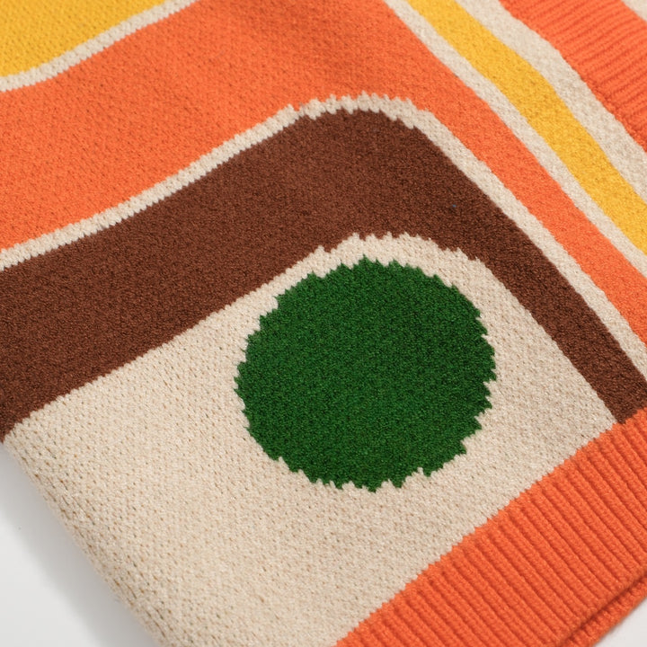 Colete feminino de malha artística multicolorida
