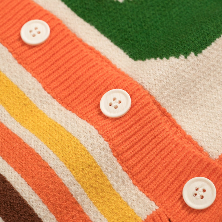 Colete feminino de malha artística multicolorida