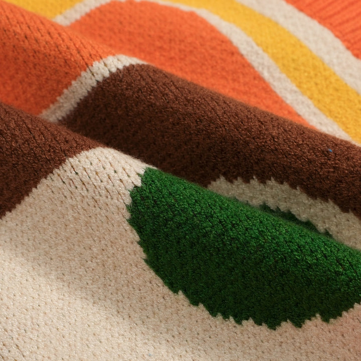 Colete feminino de malha artística multicolorida