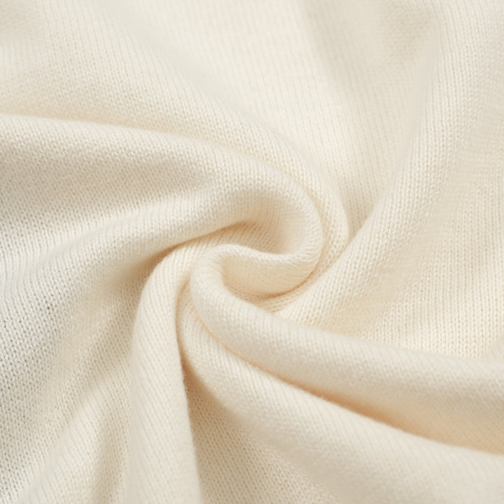 Men’s Vintage 1970s Knit Polo Shirt – Retro Cream with Black Diamond Pattern