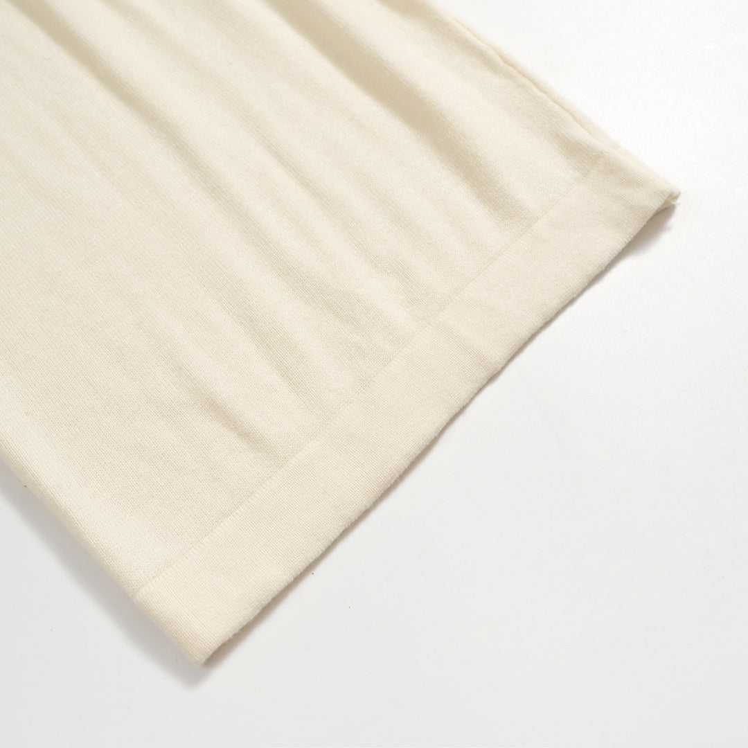 Men’s Retro Rose Knit Shorts – Vintage Cream with Red Embroidery & Trim