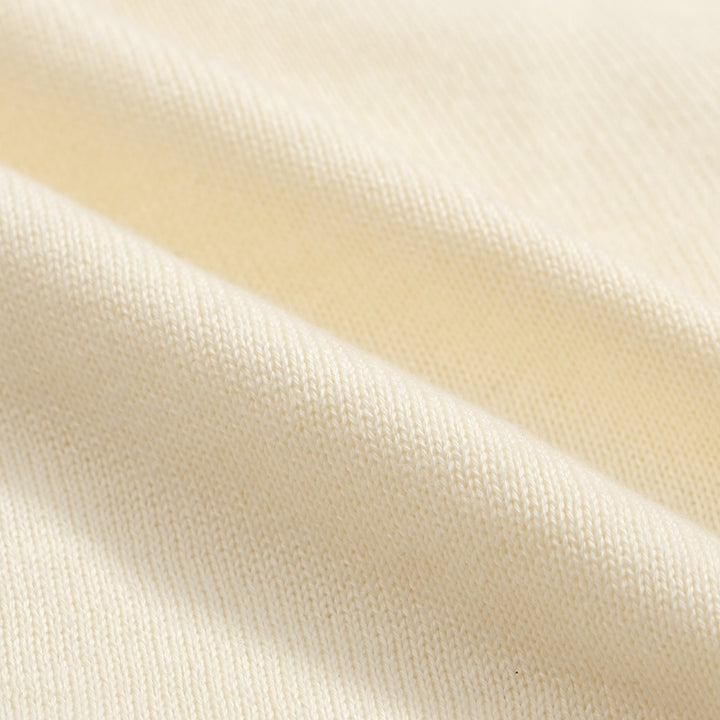 Men’s Retro Rose Knit Shorts – Vintage Cream with Red Embroidery & Trim