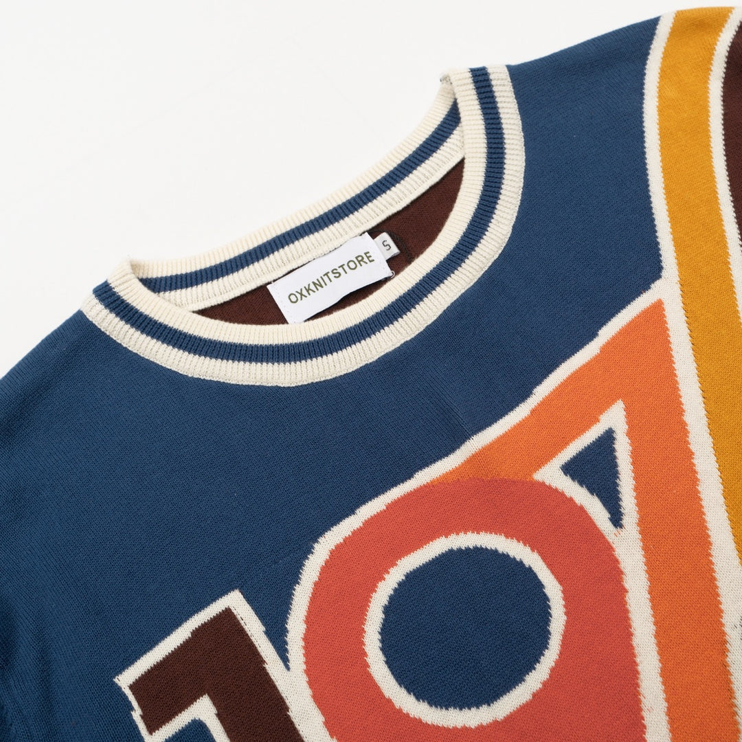 Camiseta masculina de malha gráfica dos anos 70 – Camisa retrô “1976” Colorblock