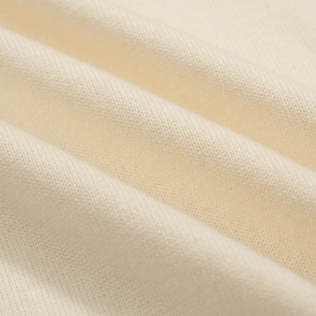 Herre 60'er Mod Cream Knit Polo – Multicolor tippet trim