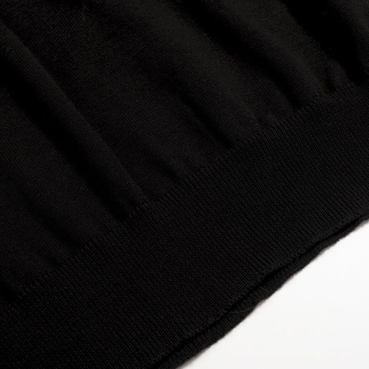 Ανδρικό 70s Black Mod Polo – Πλεκτό ρετρό πουκάμισο με μύτη με αντίθεση