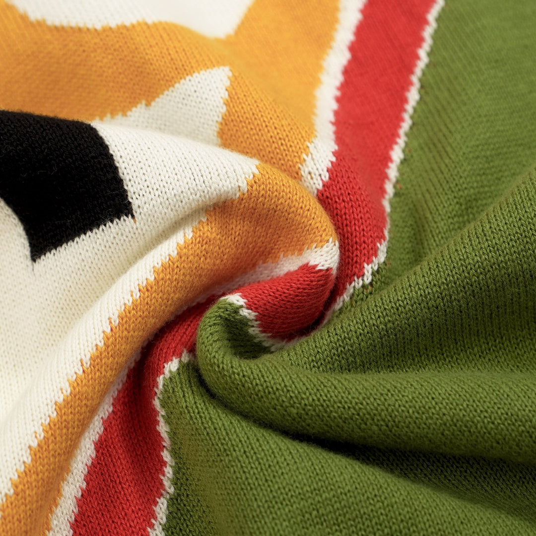 Men’s Retro 1972 Knit Polo Shirt – Vintage Graphic Top in Cream, Olive & Orange