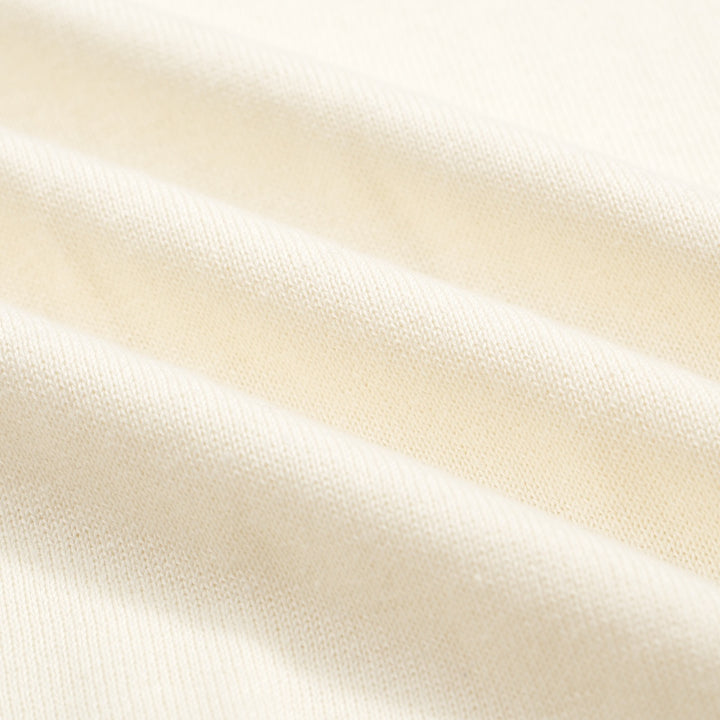 Men’s Vintage 1970s Knit Polo Shirt – Retro Cream with Green Striped Collar and Trim