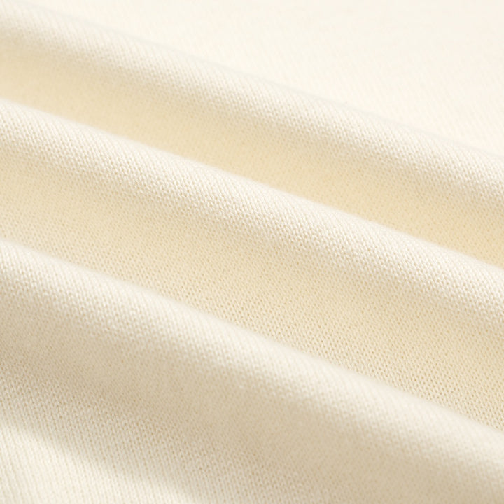 Men's Ivory Knit Polo – Retro 70s Style with Sunset Stripe Trim