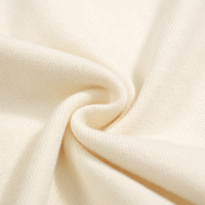 Men's Ivory Knit Polo – Retro 70s Style with Sunset Stripe Trim