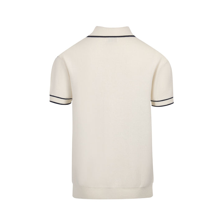 Herren-Strick-Safari-Poloshirt im 70er-Jahre-Stil – Elefant & Jacquard-Hemd mit Palmenmuster
