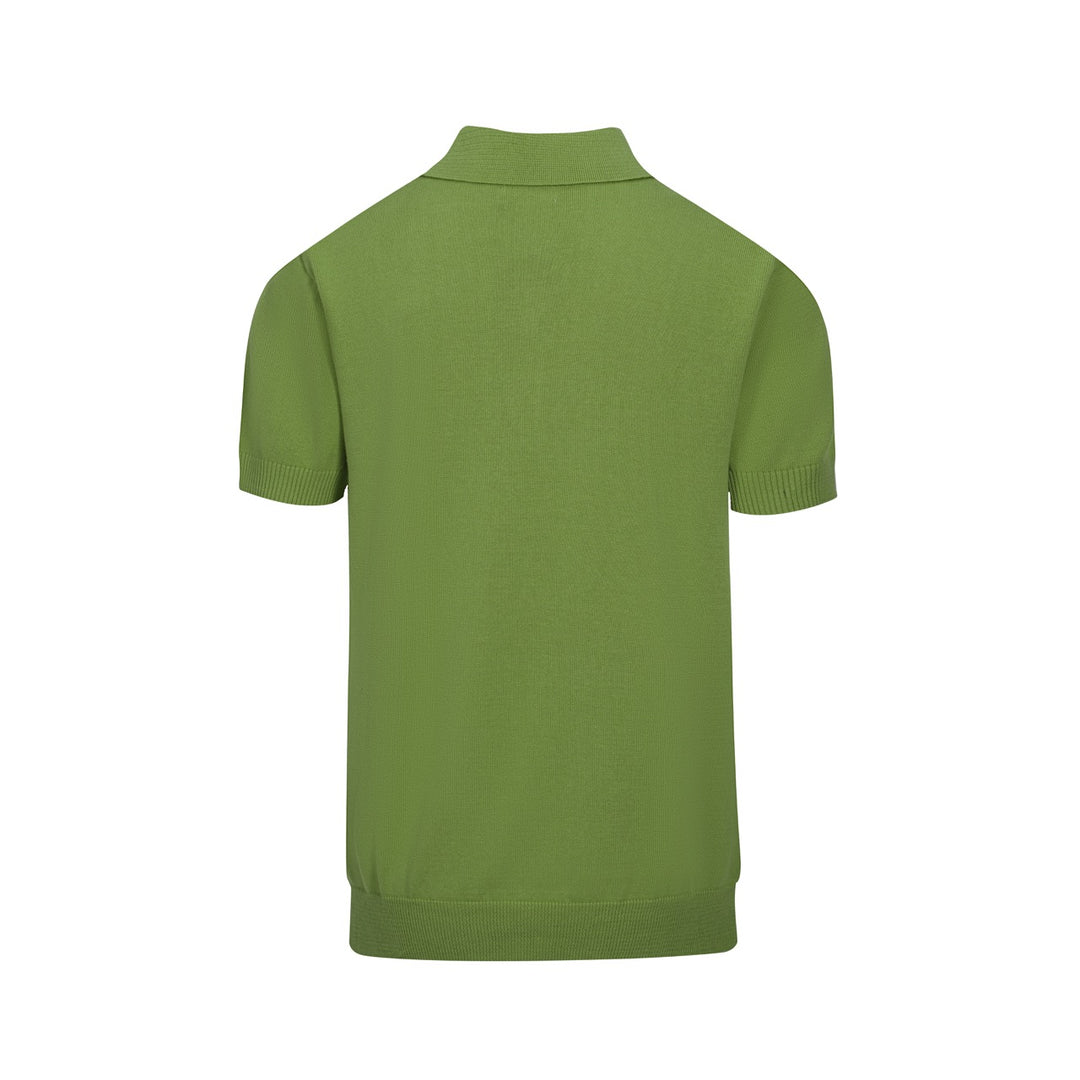 Polo de punto de punto vertical verde de los años 60 de hombres - Estilo de mod Retro Mod - Estilo retro
