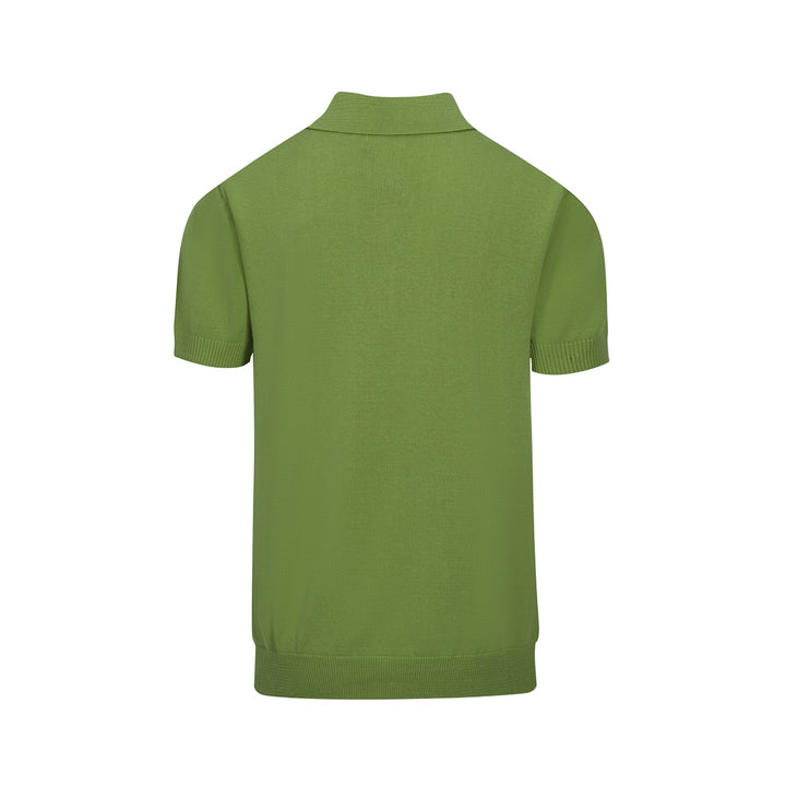 Camisa polo masculina de malha com listras verticais verdes dos anos 60 – estilo retro mod