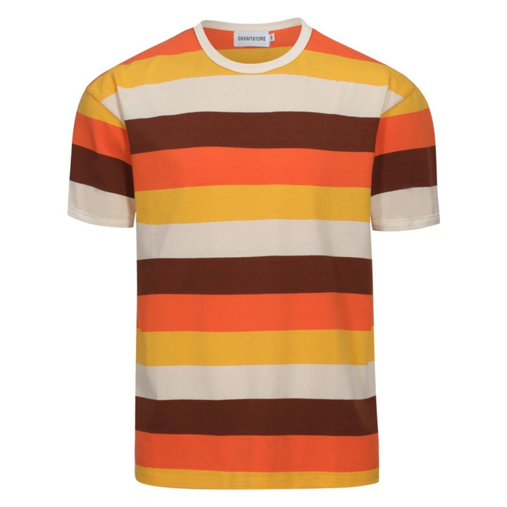 Men's Retro Sunset Stripe Tee – 1970s Vintage Style