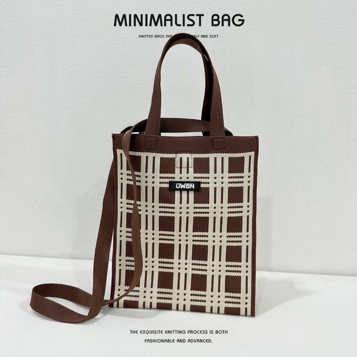 Zwart-witte diamantgebreide schoudertas