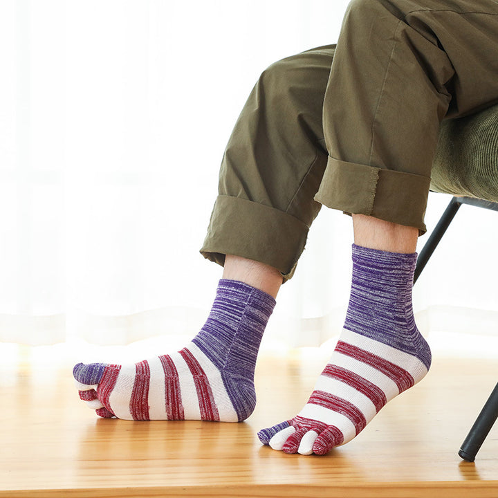 Verdikte herensokken van katoen, herfst en winter, zweetabsorberend met vijf vingers