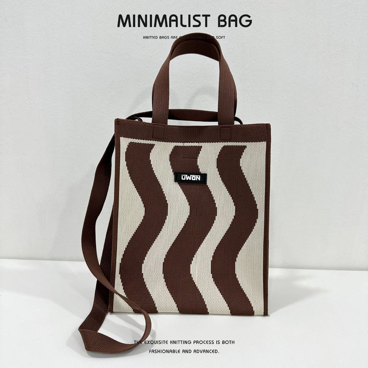 Zwart-witte diamantgebreide schoudertas