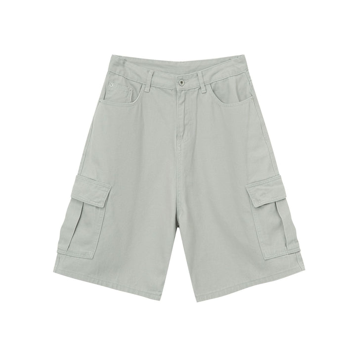 Shorts cargo masculino de verão com perna reta e larga