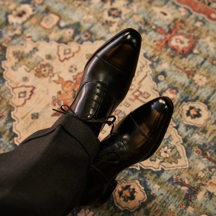 Mænds business lædersko lædersko kaffebrune spidse oxfords