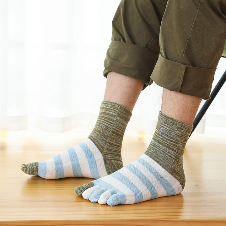 Verdikte herensokken van katoen, herfst en winter, zweetabsorberend met vijf vingers