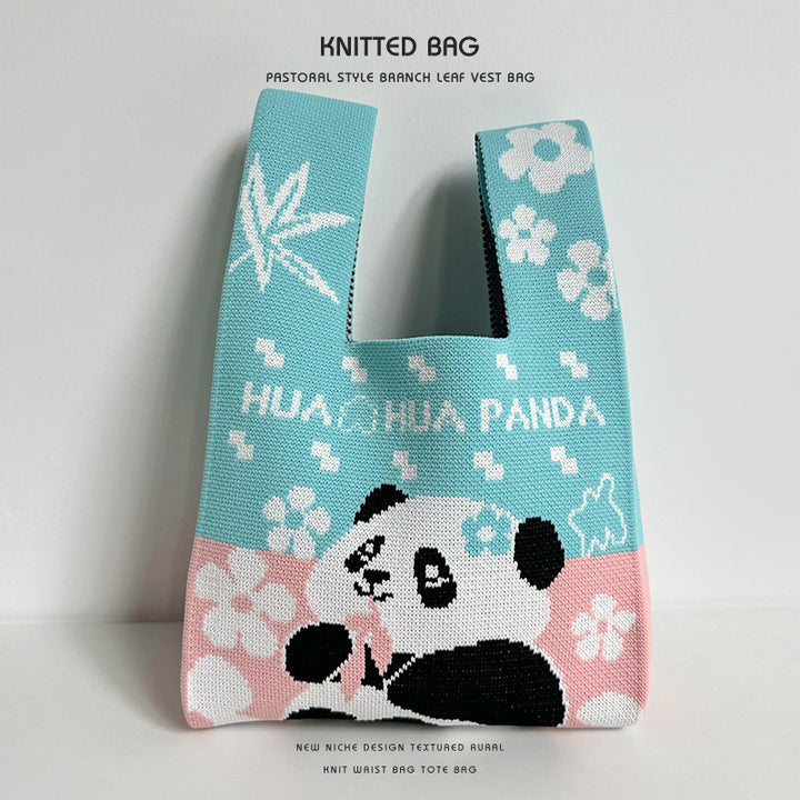 Sac à main Panda sac à main mignon sac tricoté fleur de panda