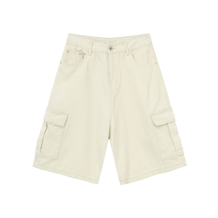 Shorts cargo masculino de verão com perna reta e larga