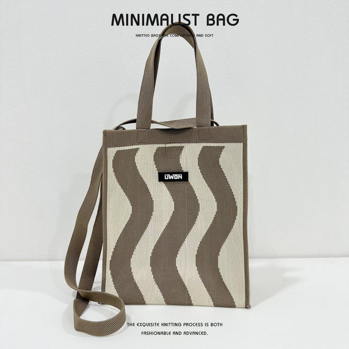 Zwart-witte diamantgebreide schoudertas