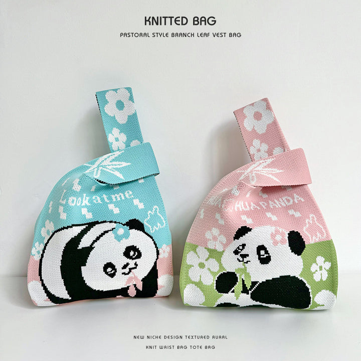 Sac à main Panda sac à main mignon sac tricoté fleur de panda
