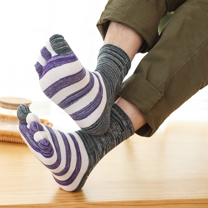 Verdikte herensokken van katoen, herfst en winter, zweetabsorberend met vijf vingers