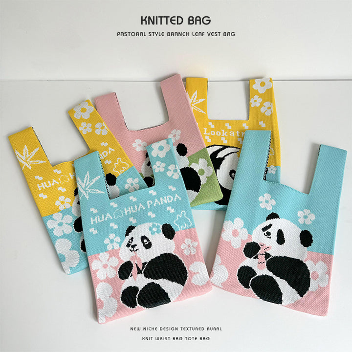 Sac à main Panda sac à main mignon sac tricoté fleur de panda