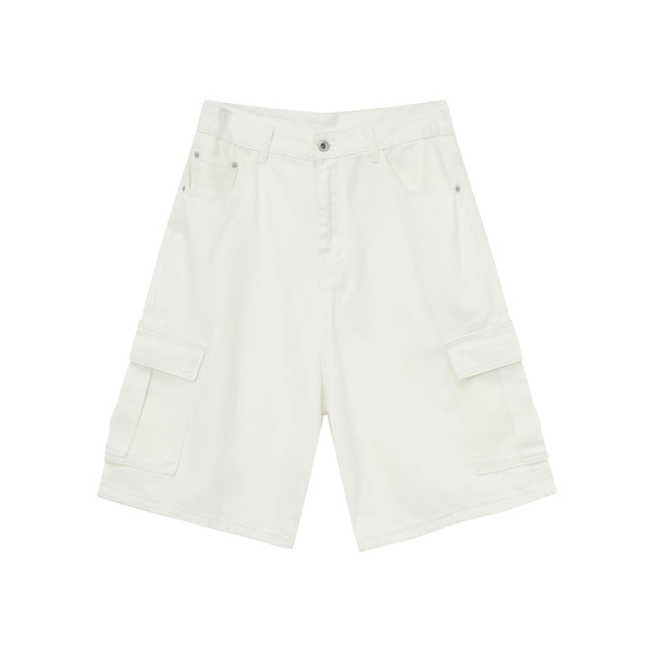 Shorts cargo masculino de verão com perna reta e larga