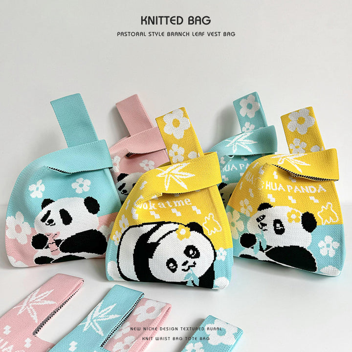Sac à main Panda sac à main mignon sac tricoté fleur de panda