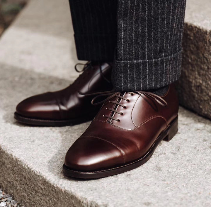 Mænds business lædersko lædersko kaffebrune spidse oxfords