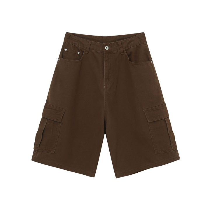 Shorts cargo masculino de verão com perna reta e larga