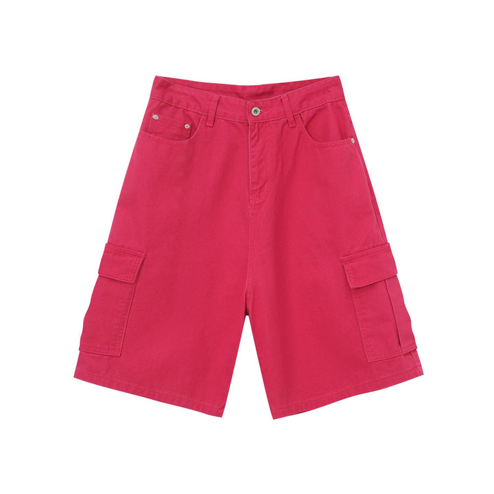 Shorts cargo masculino de verão com perna reta e larga
