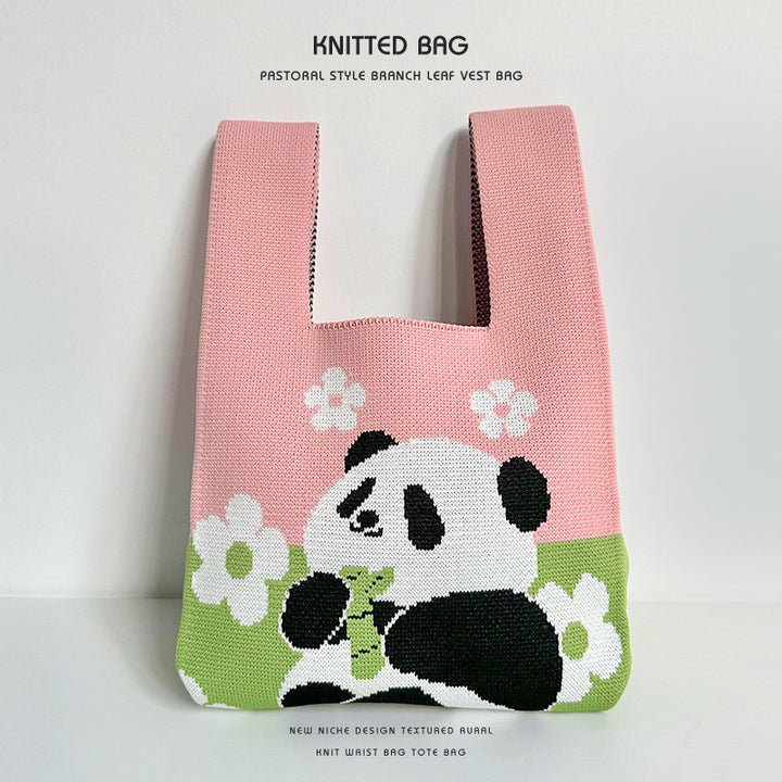 Sac à main Panda sac à main mignon sac tricoté fleur de panda