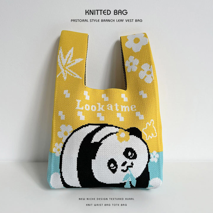 Sac à main Panda sac à main mignon sac tricoté fleur de panda