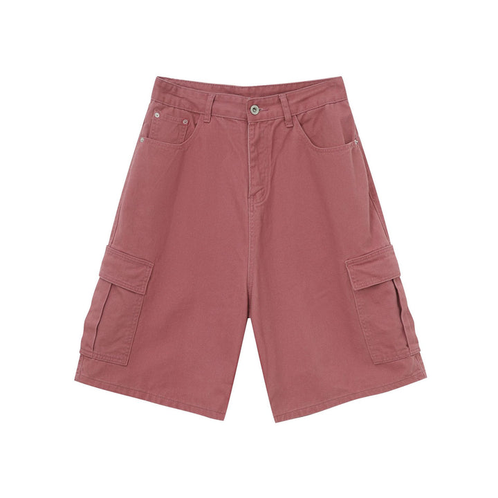 Shorts cargo masculino de verão com perna reta e larga