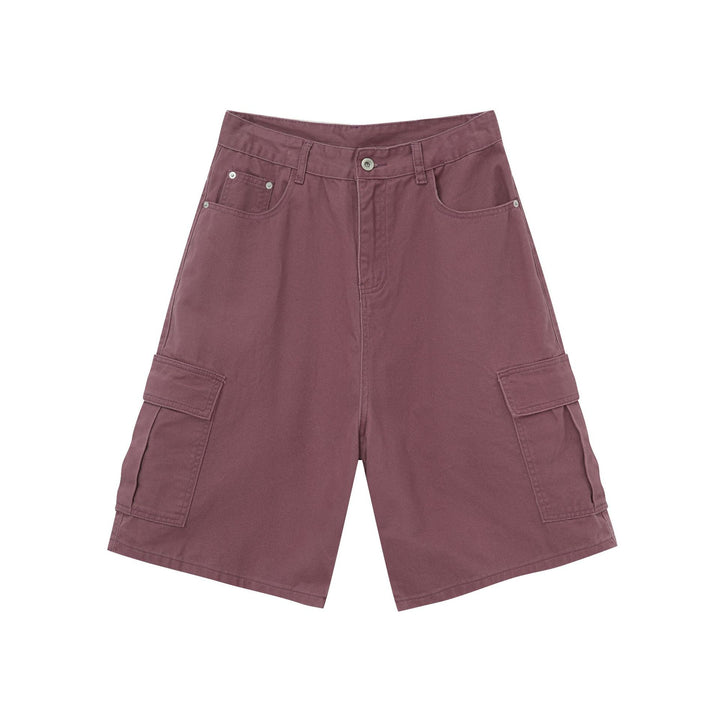 Shorts cargo masculino de verão com perna reta e larga