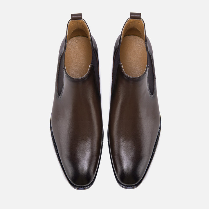 Mænds efterår og vinter spidse tyksålede læderstøvler Martin Boots