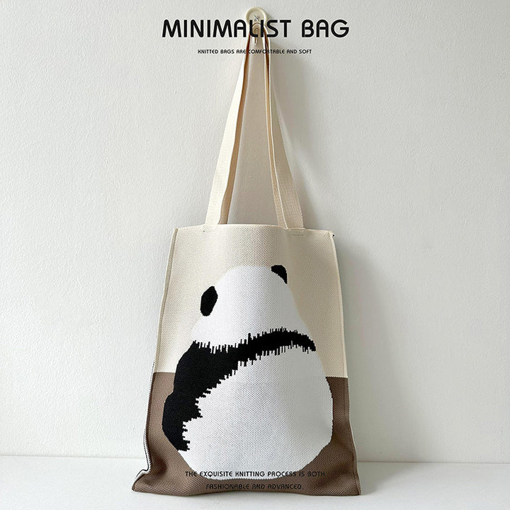 Panda-Cat Knitted Shoulder Bag