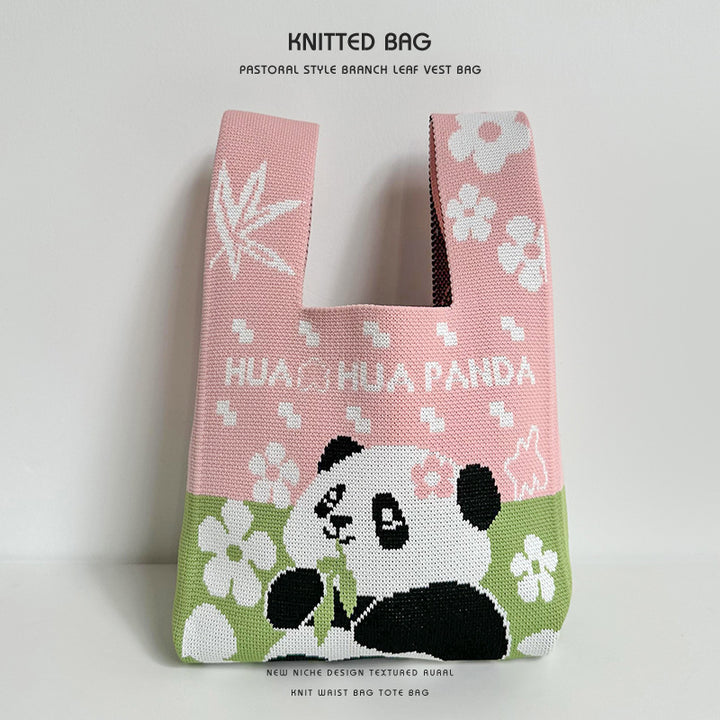 Sac à main Panda sac à main mignon sac tricoté fleur de panda
